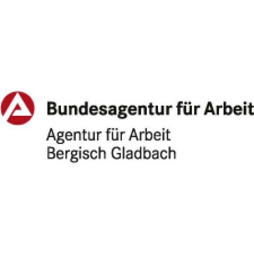 Logo der Bundesagentur für Arbeit mit der Aufschrift 'Agentur für Arbeit Bergisch Gladbach'.